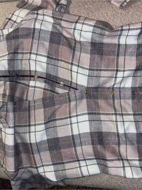 Kuhl Women's Plaid Button-Down Shirt in Taupe, Gray and White